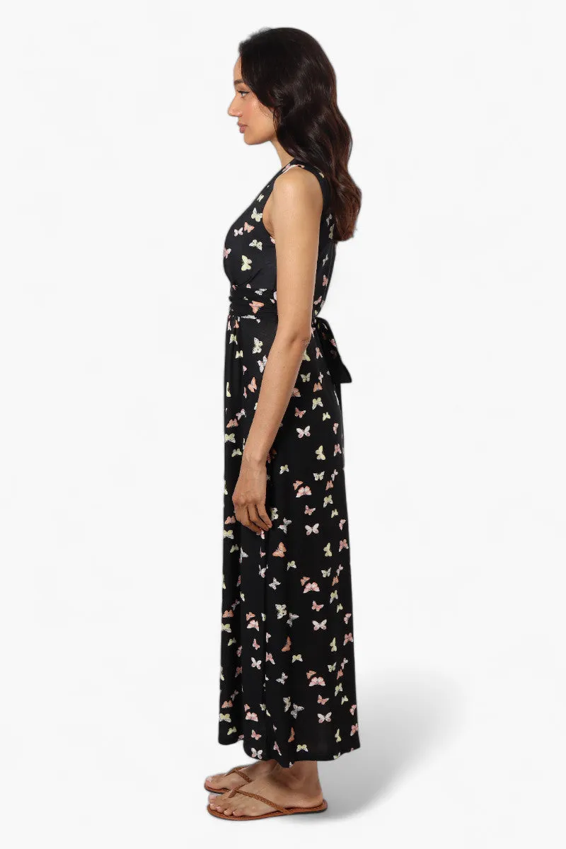 Beechers Brook Butterfly Pattern Belted Crossover Maxi Dress - Black sold by Fairweather product image thumbnail 3