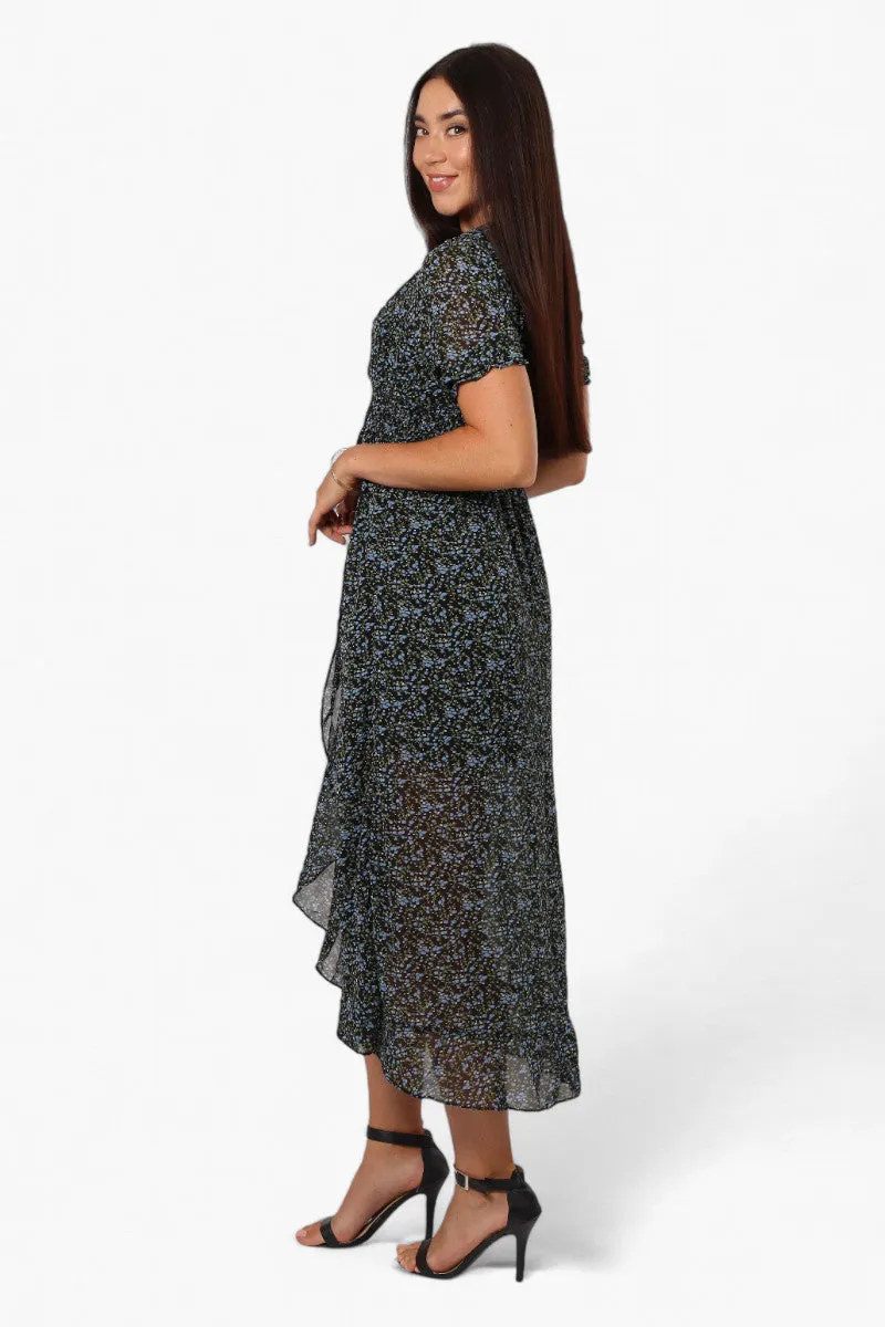 Limite Floral Crossover Chiffon Maxi Dress - Black sold by Fairweather product image thumbnail 3