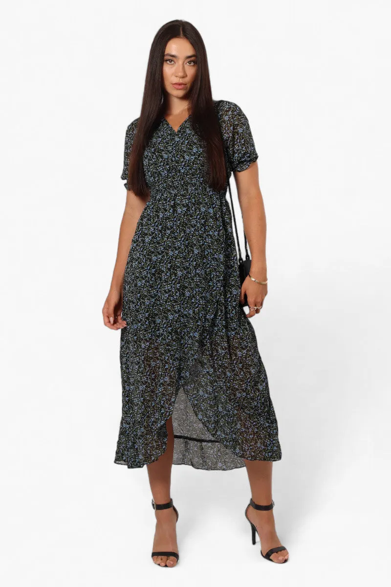 Limite Floral Crossover Chiffon Maxi Dress - Black sold by Fairweather product image thumbnail 2