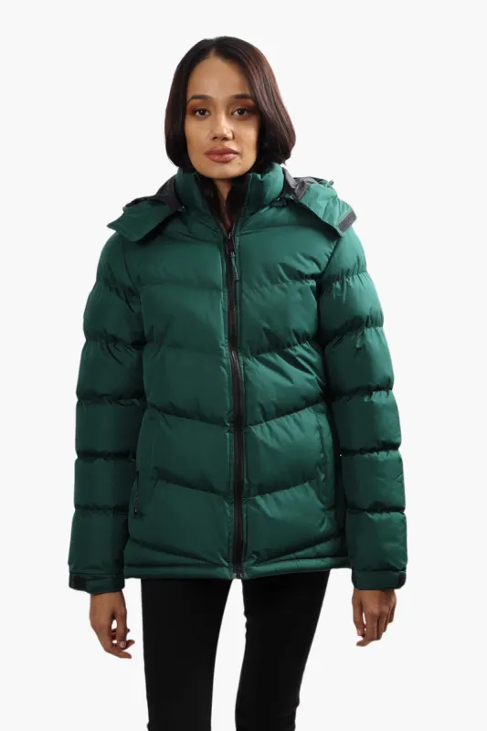 Super Triple Goose Chevron Puffer Bomber Jacket - Green sold by Fairweather