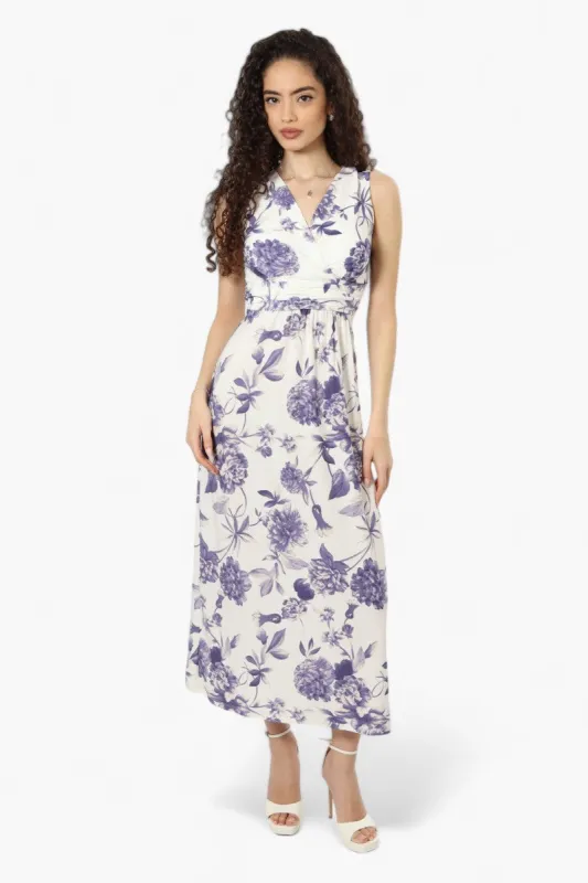 Beechers Brook Belted Floral Crossover Maxi Dress - White sold by Fairweather
