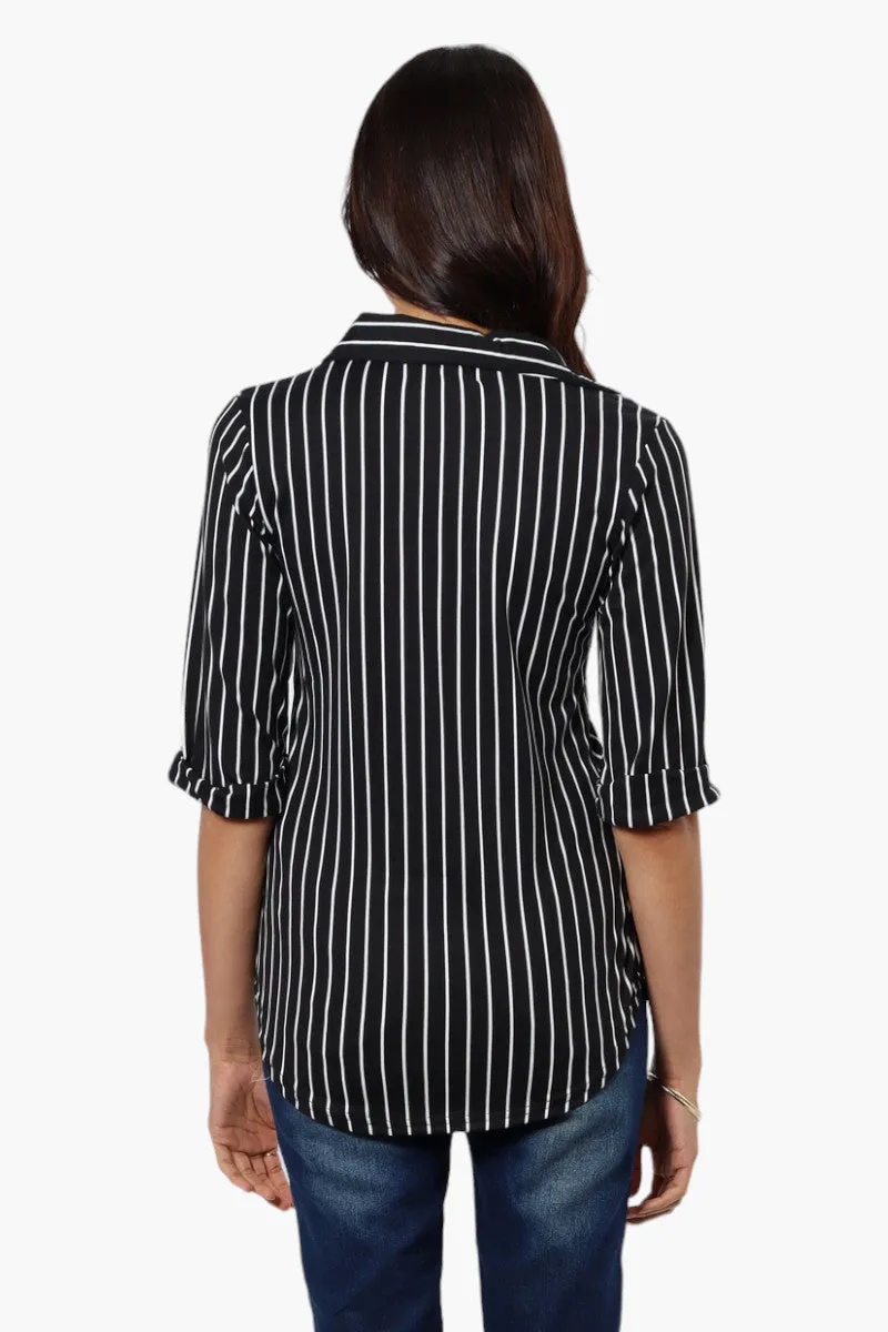 Urbanology Striped Flap Pocket Button Down Shirt - Black sold by Fairweather product image thumbnail 4