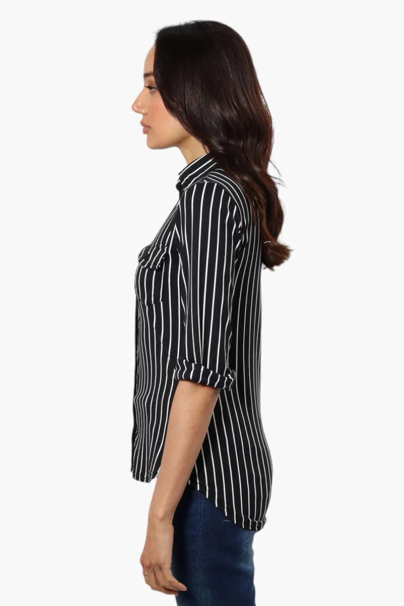 Urbanology Striped Flap Pocket Button Down Shirt - Black sold by Fairweather product image thumbnail 3