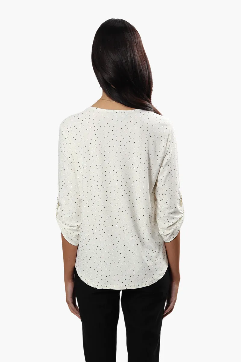 International INC Company Polka Dot Roll Up Sleeve Blouse - White sold by Fairweather product image thumbnail 4