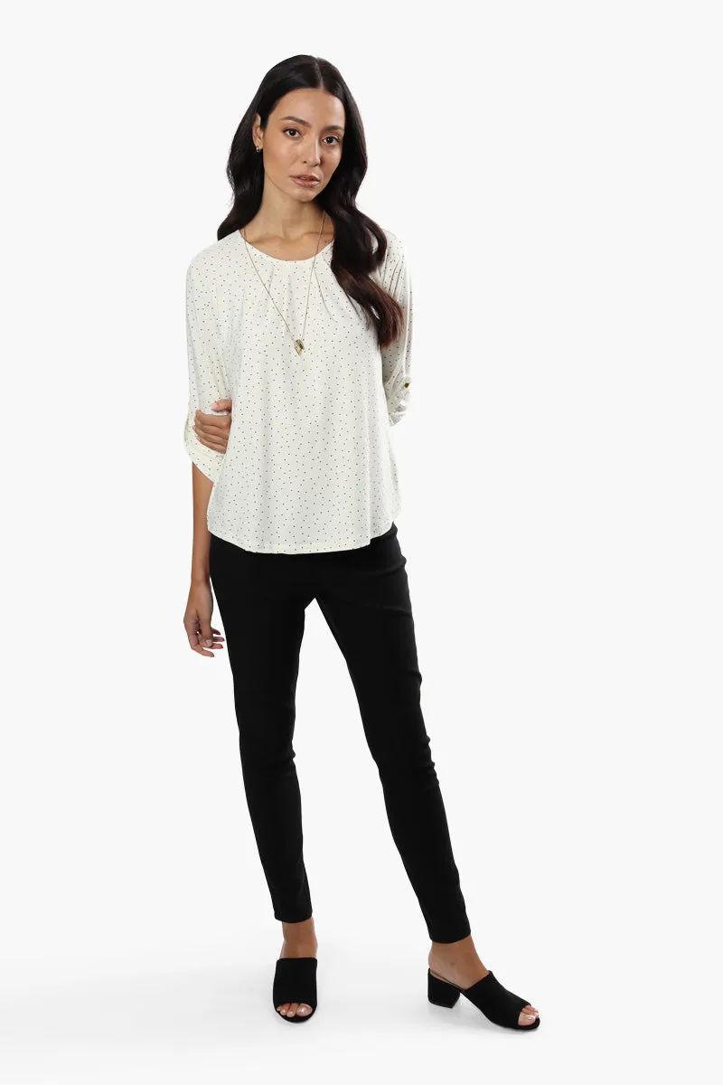 International INC Company Polka Dot Roll Up Sleeve Blouse - White sold by Fairweather product image thumbnail 2