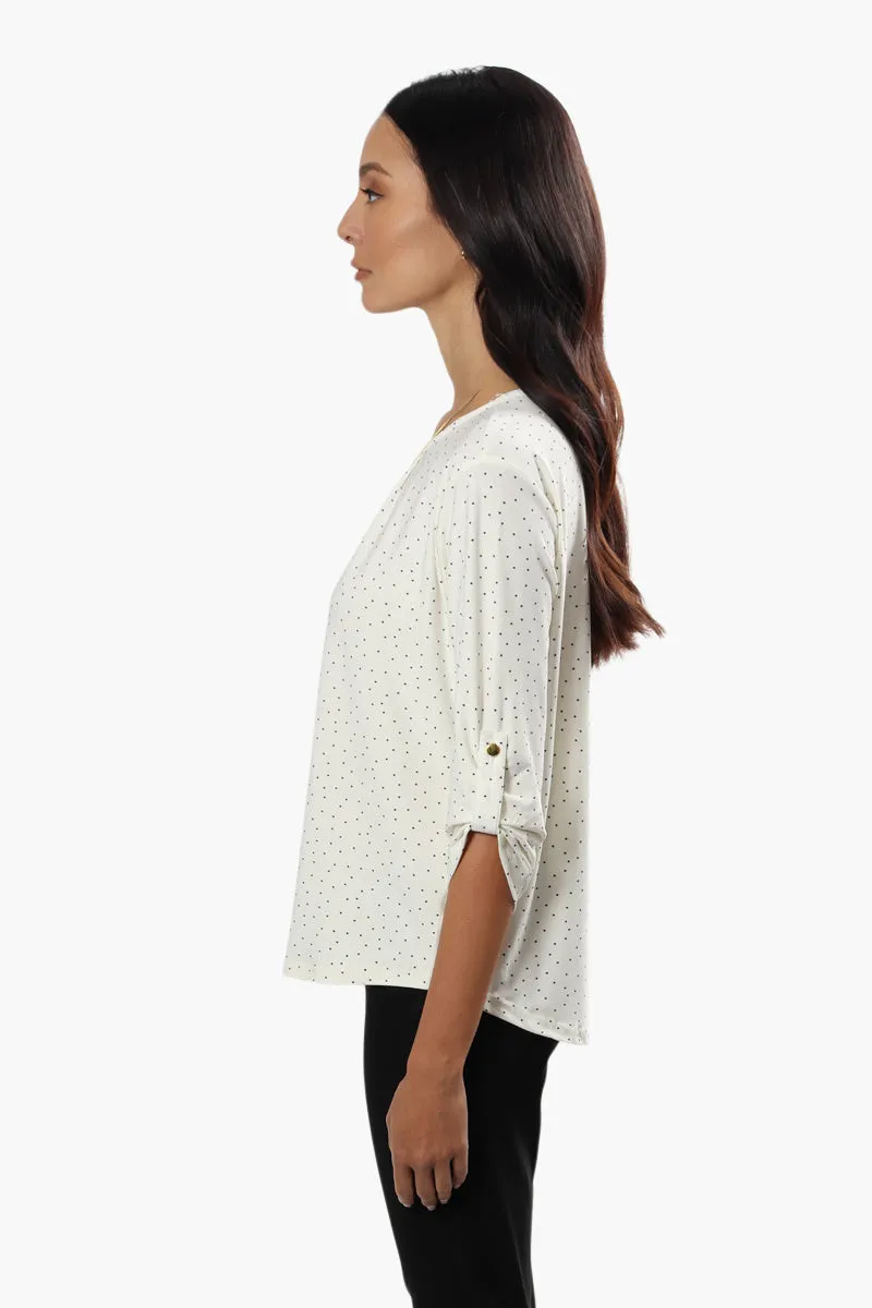 International INC Company Polka Dot Roll Up Sleeve Blouse - White sold by Fairweather product image thumbnail 3