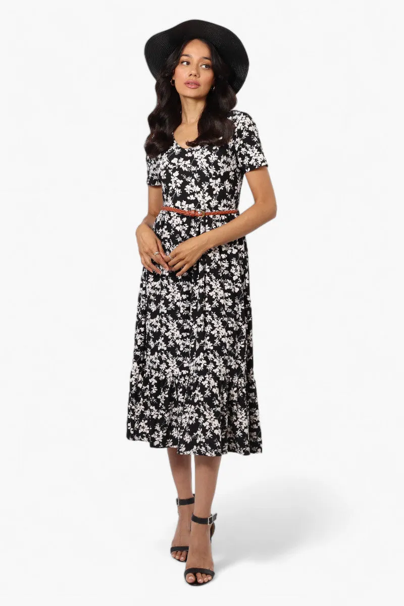 International INC Company Floral Belted Short Sleeve Maxi Dress - Black sold by Fairweather product image thumbnail 2