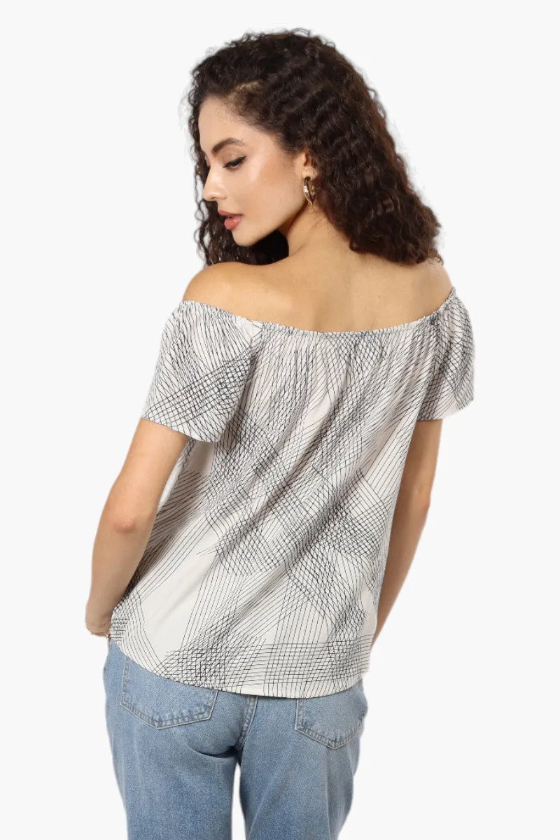 Majora Patterned Off Shoulder Flutter Blouse - Beige sold by Fairweather product image thumbnail 4