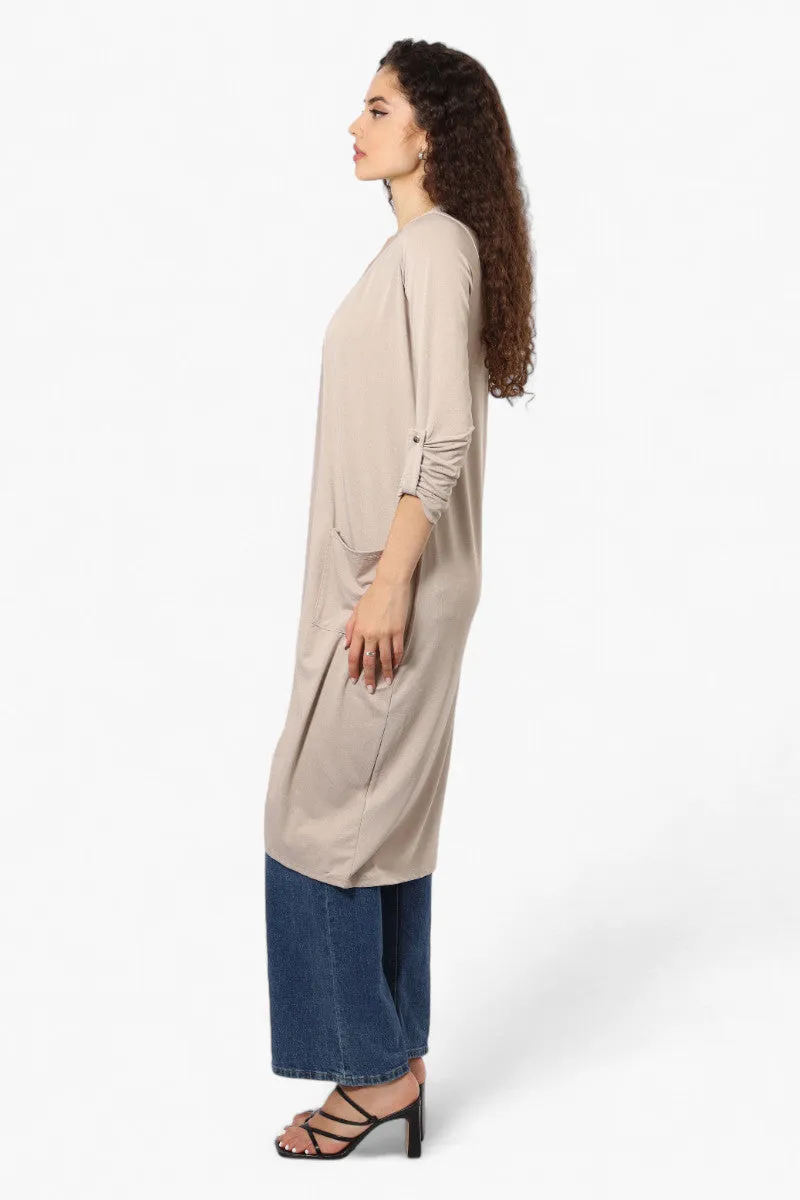 International INC Company Roll Up Sleeve Duster Cardigan - Beige sold by Fairweather product image thumbnail 3