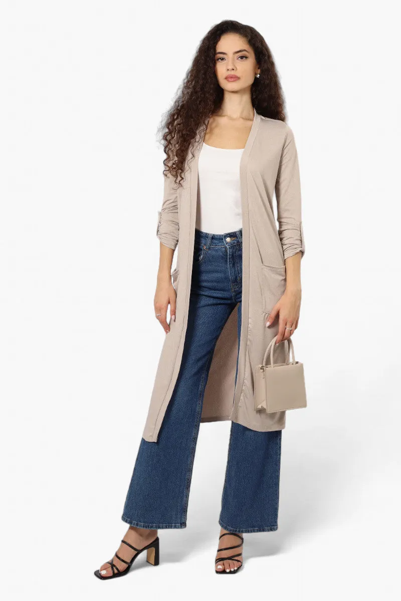International INC Company Roll Up Sleeve Duster Cardigan - Beige sold by Fairweather product image thumbnail 2