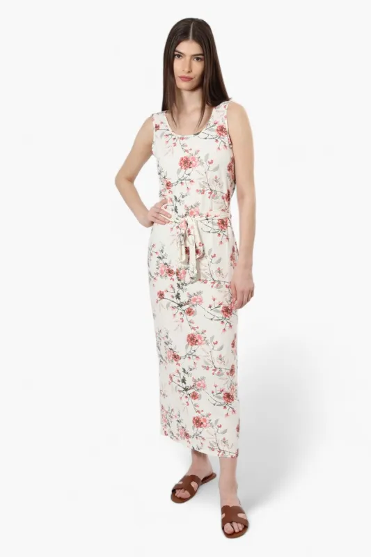 International INC Company Belted Floral Maxi Dress - White sold by Fairweather