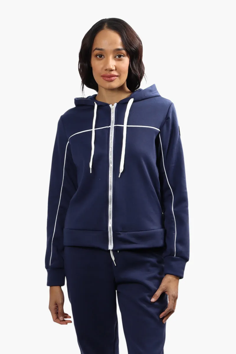 Fahrenheit Solid Piping Detail Hoodie - Navy sold by Fairweather