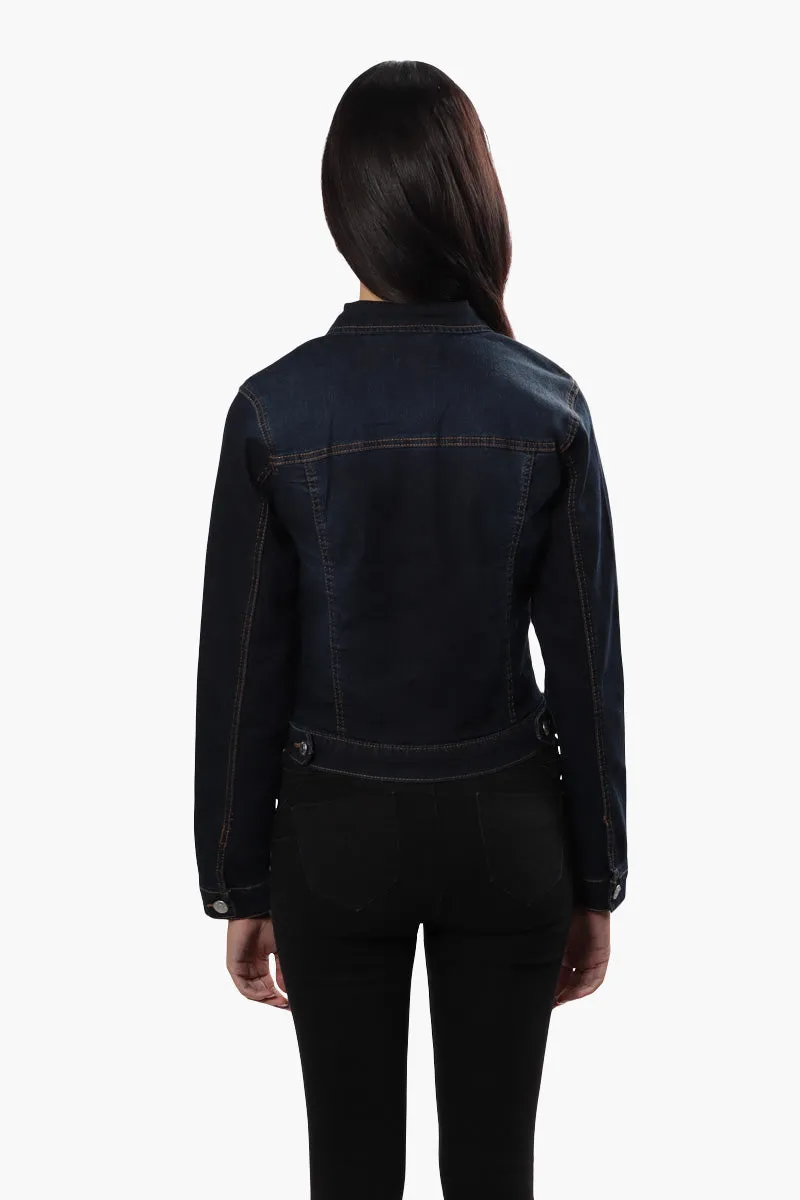 Button Front Cropped Denim Jacket - Navy sold by Fairweather product image thumbnail 4