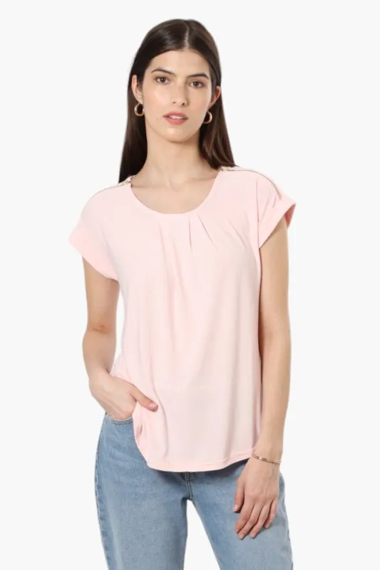 International INC Company Zip Shoulder Cap Sleeve Blouse - Blush sold by Fairweather