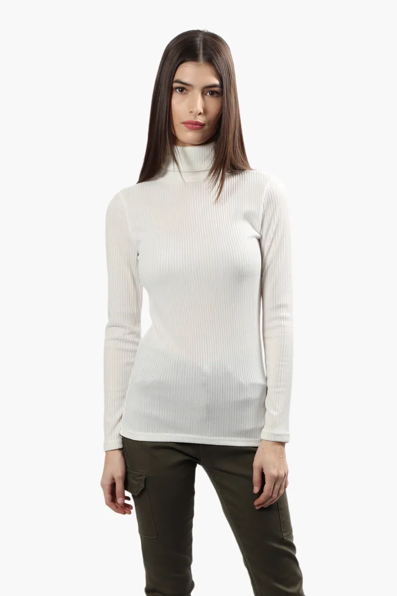 Majora Ribbed Turtleneck Long Sleeve Top - White sold by Fairweather