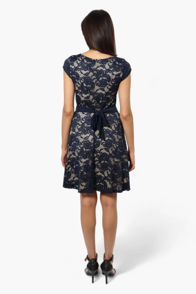 Limite Floral Lace Necklace Cocktail Dress - Navy sold by Fairweather product image thumbnail 4