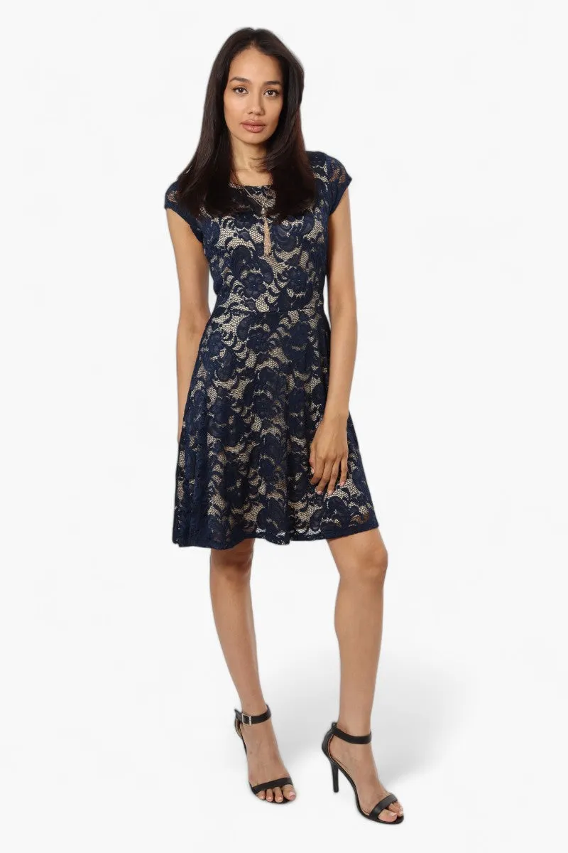 Limite Floral Lace Necklace Cocktail Dress - Navy sold by Fairweather product image thumbnail 2