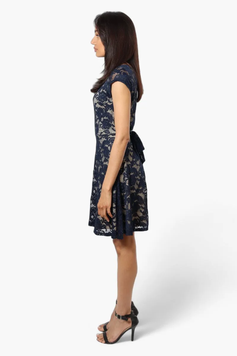 Limite Floral Lace Necklace Cocktail Dress - Navy sold by Fairweather product image thumbnail 3