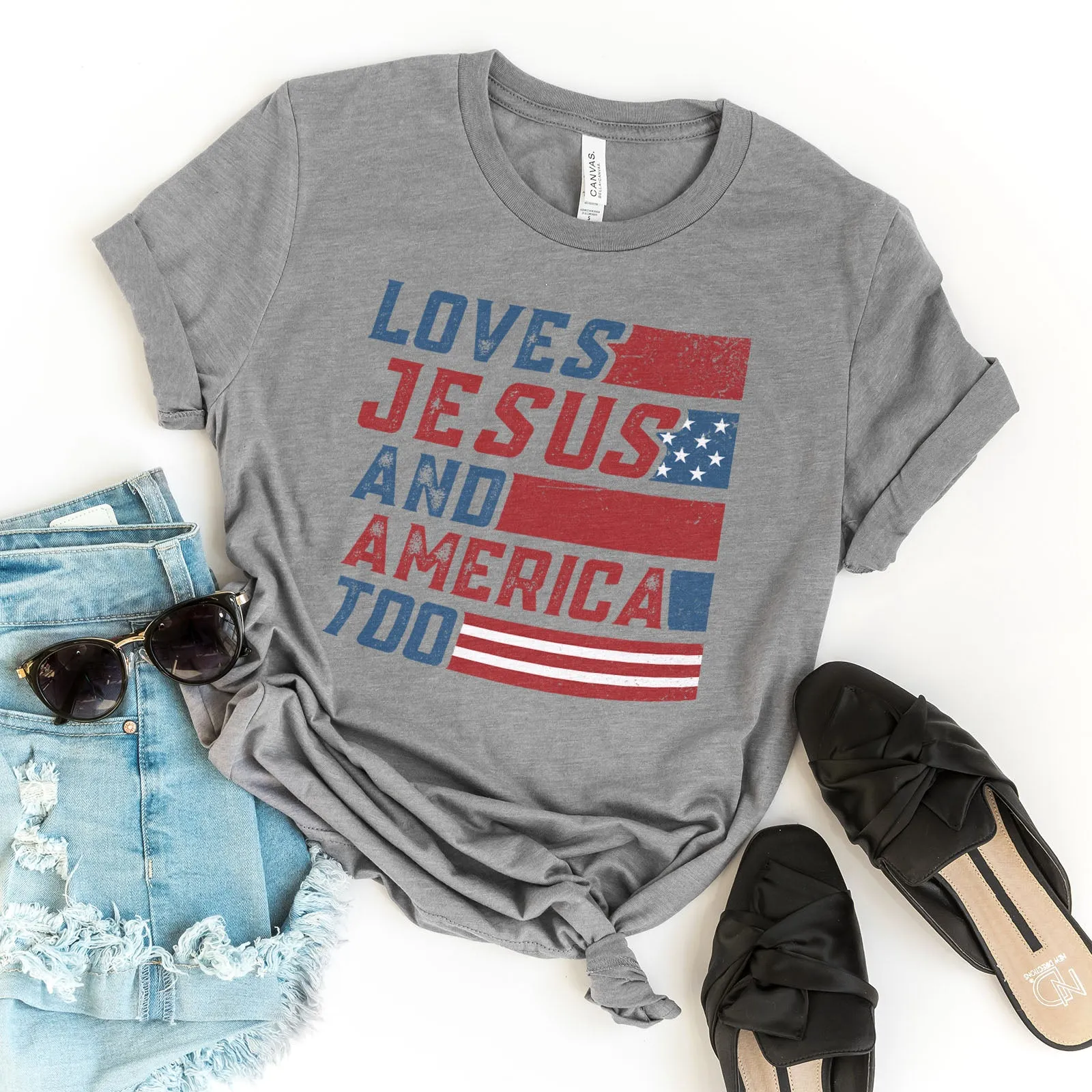 She Loves Jesus and America Tee sold by Faithful and Co. product image thumbnail 5