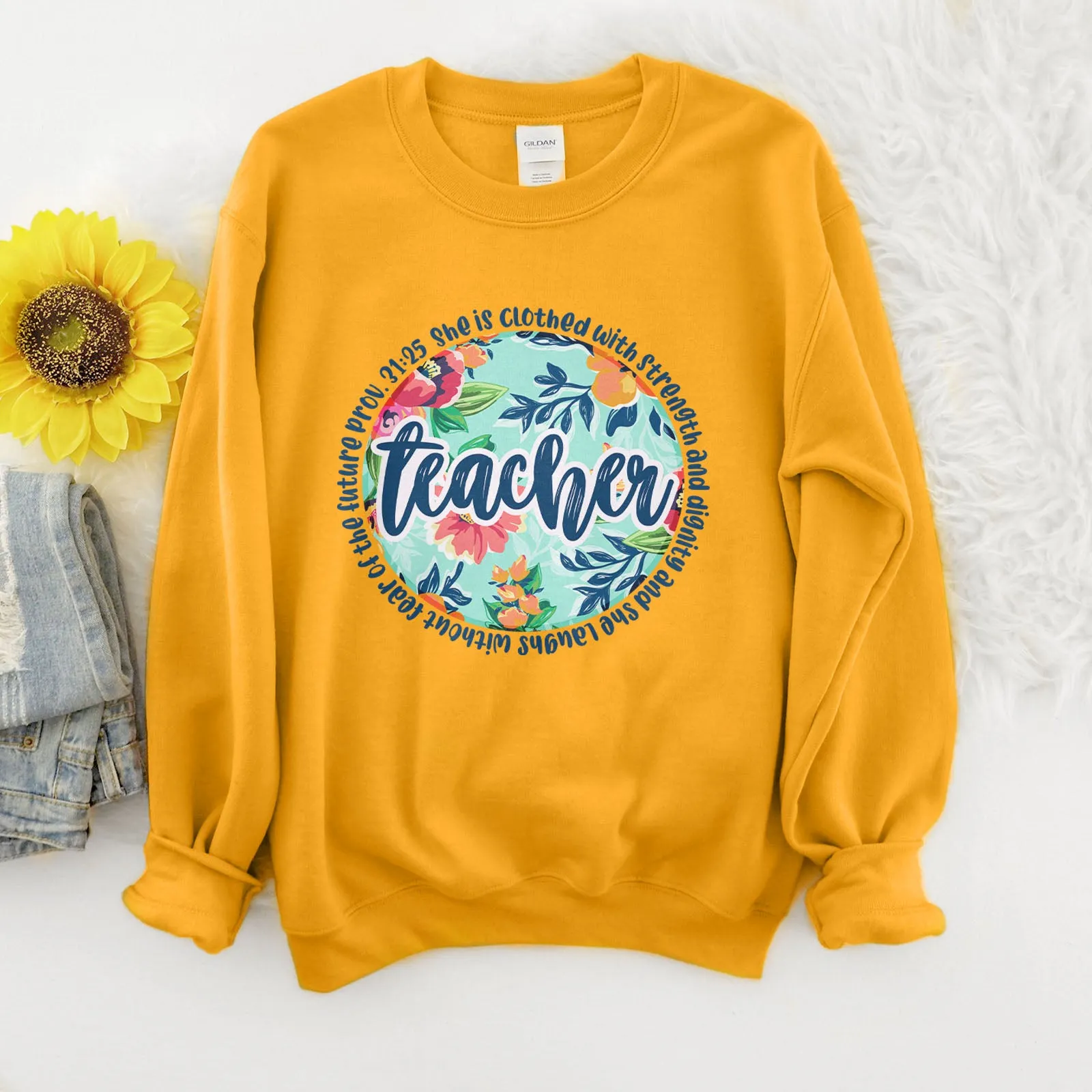 Proverbs Teacher Sweatshirt sold by Faithful and Co. product image thumbnail 3