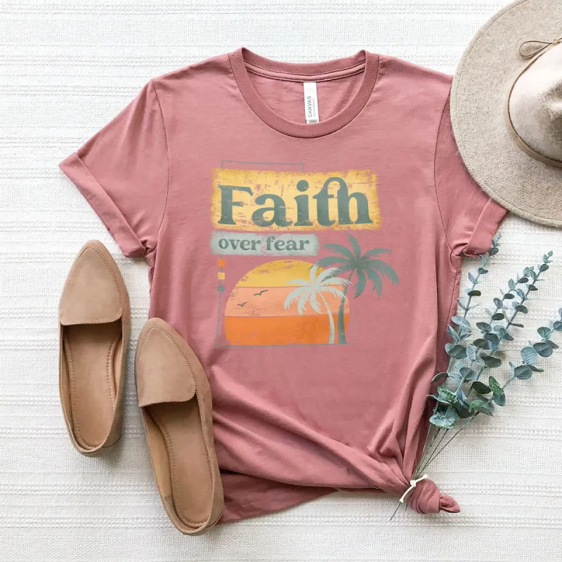 Christian Retro, Faith over fear Tee sold by Faithful and Co.