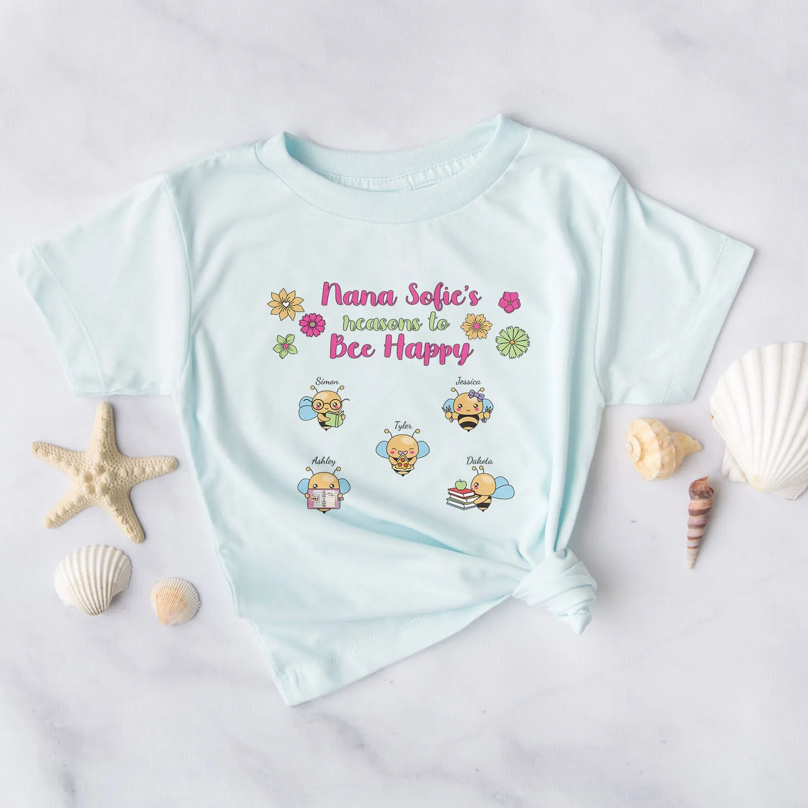 Personalized Reasons to Bee Happy Tee sold by Faithful and Co.