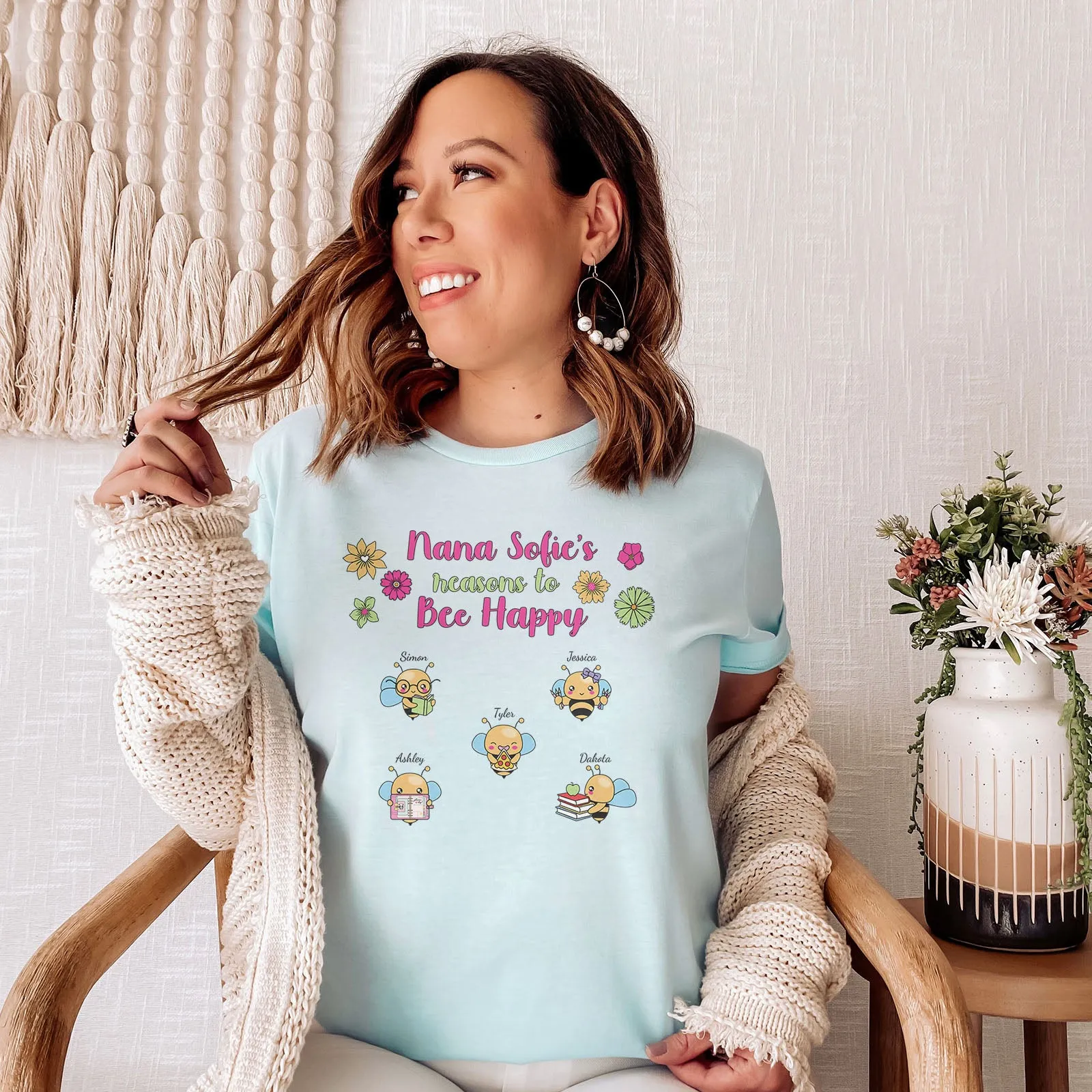 Personalized Reasons to Bee Happy Tee sold by Faithful and Co. product image thumbnail 2