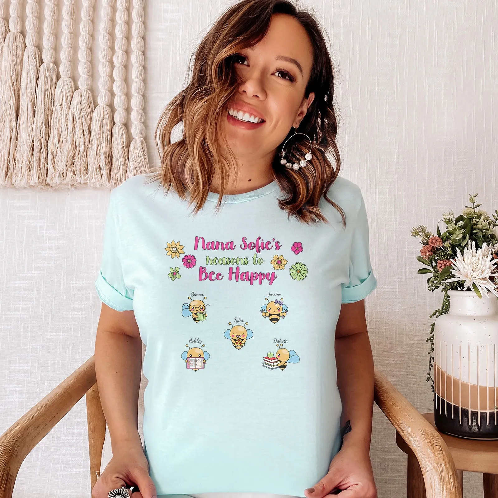 Personalized Reasons to Bee Happy Tee sold by Faithful and Co. product image thumbnail 3