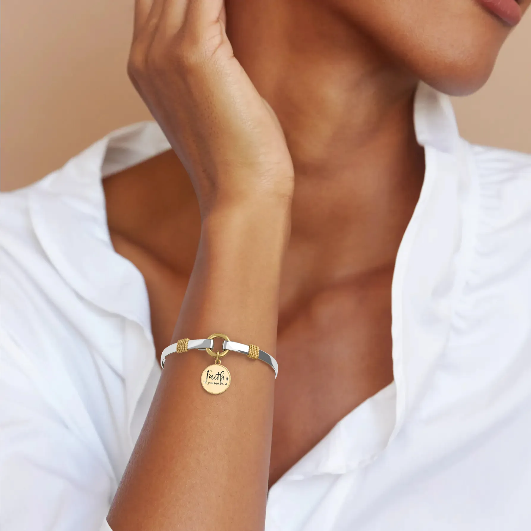 Faith It Til You Make It - Two-Tone Bracelet sold by Faithful and Co. product image thumbnail 2