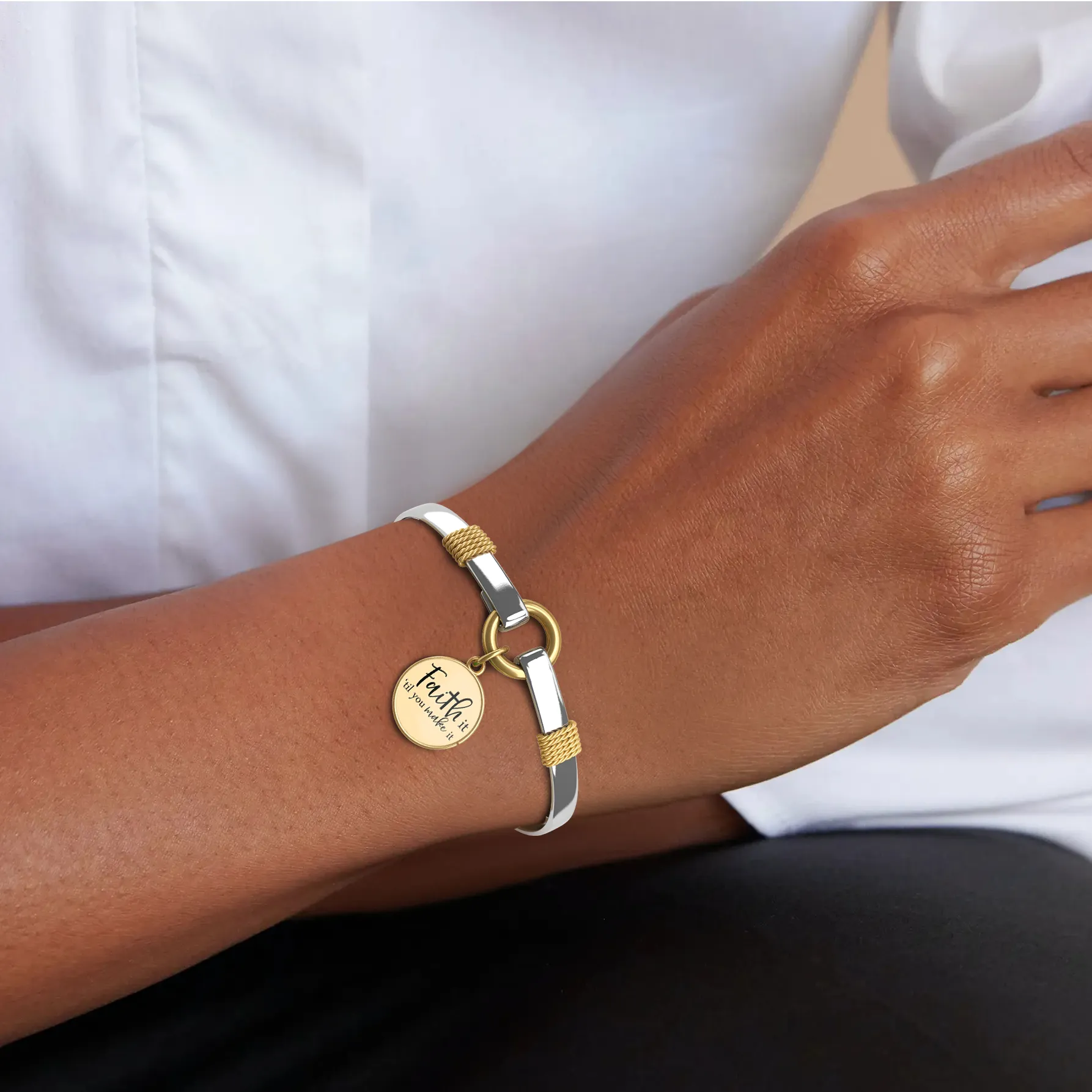 Faith It Til You Make It - Two-Tone Bracelet sold by Faithful and Co. product image thumbnail 5