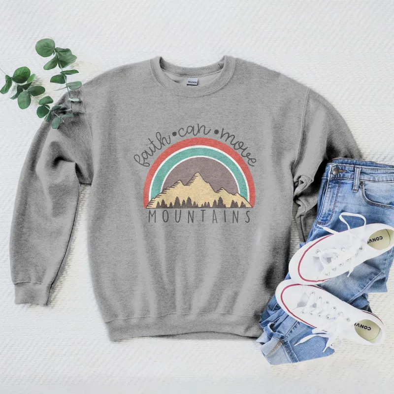 Faith Can Move Mountains Badge Sweatshirt sold by Faithful and Co.