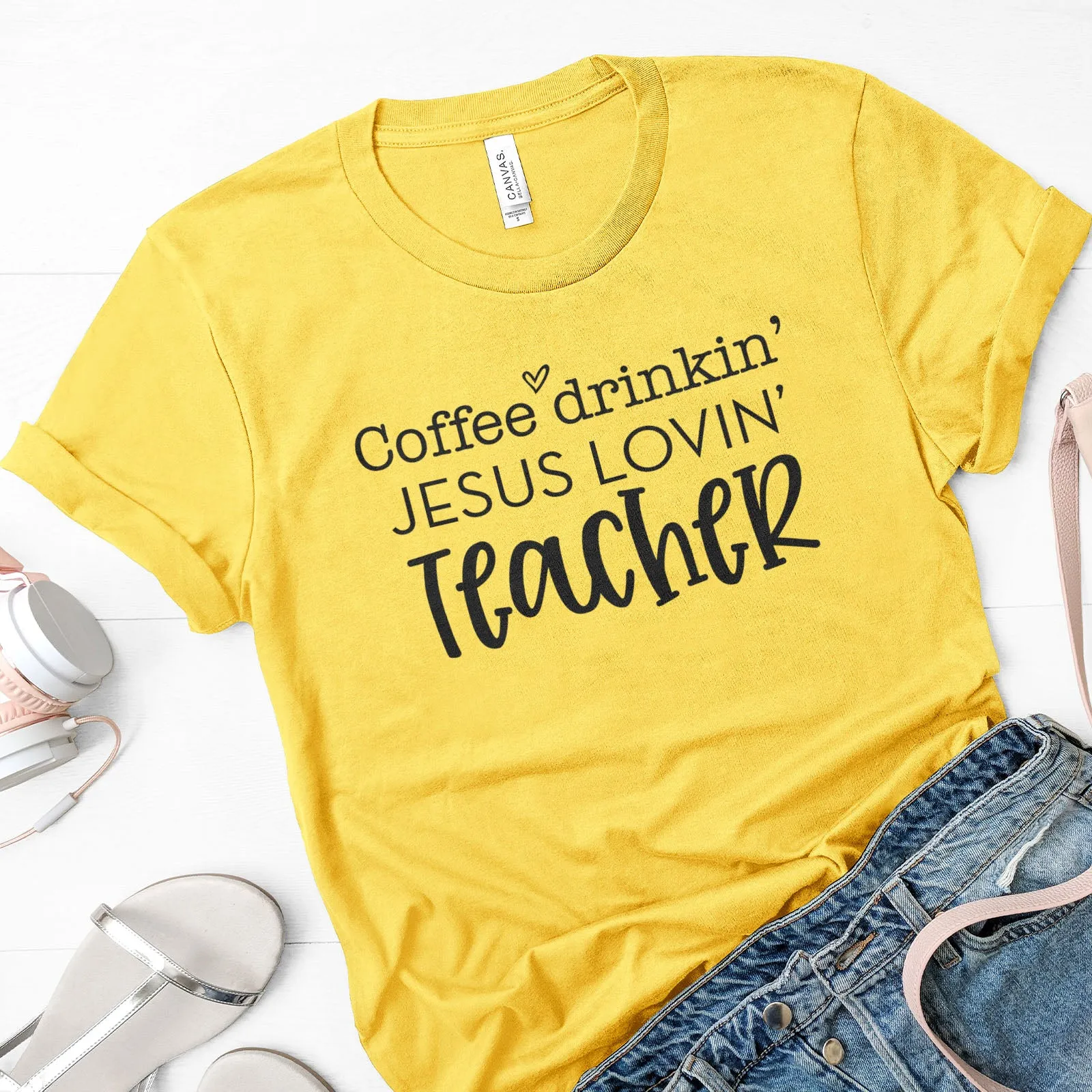 Coffee Drinkin', Jesus Lovin' Teacher Tee sold by Faithful and Co. product image thumbnail 5