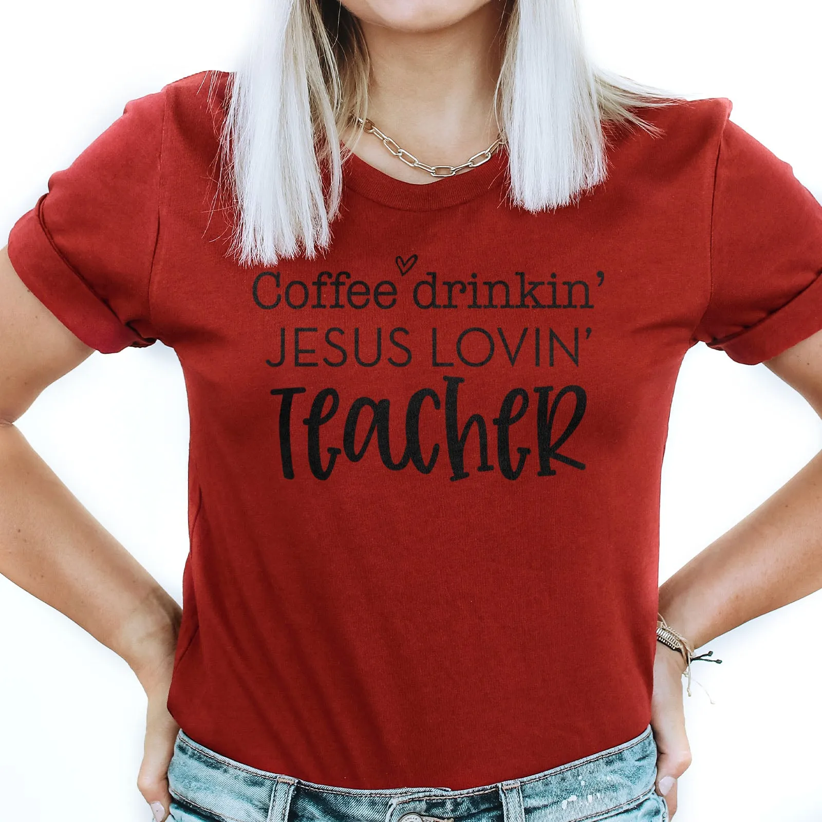 Coffee Drinkin', Jesus Lovin' Teacher Tee sold by Faithful and Co. product image thumbnail 3
