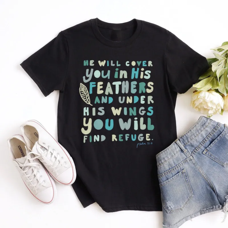 Psalms 91:4 His Feathers & Wings Tee sold by Faithful and Co.