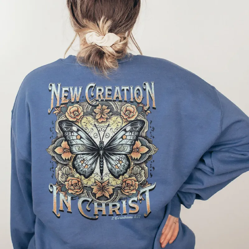 New Creation In Christ Autumn Butterfly Back Print Sweatshirt sold by Faithful and Co.