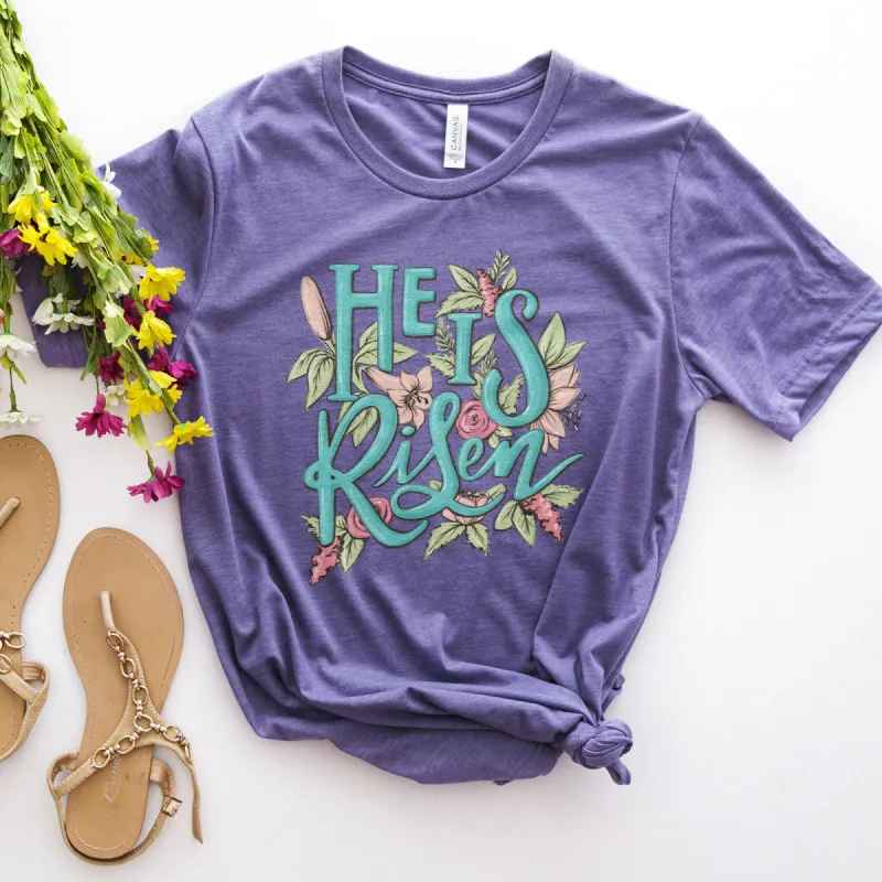 He is Risen Easter Flowers Tee sold by Faithful and Co.
