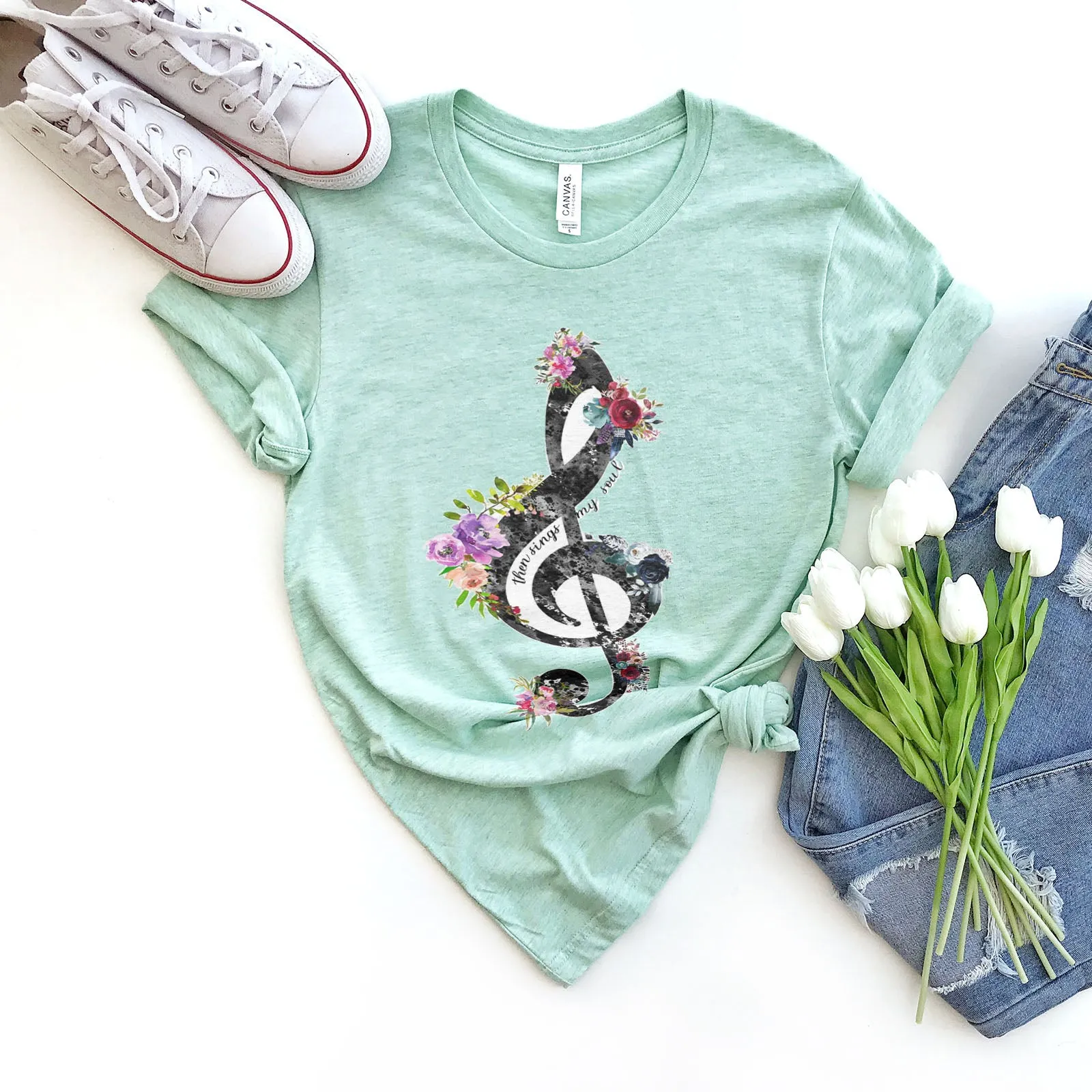 Then Sings My Soul Music Note Tee sold by Faithful and Co. product image thumbnail 5