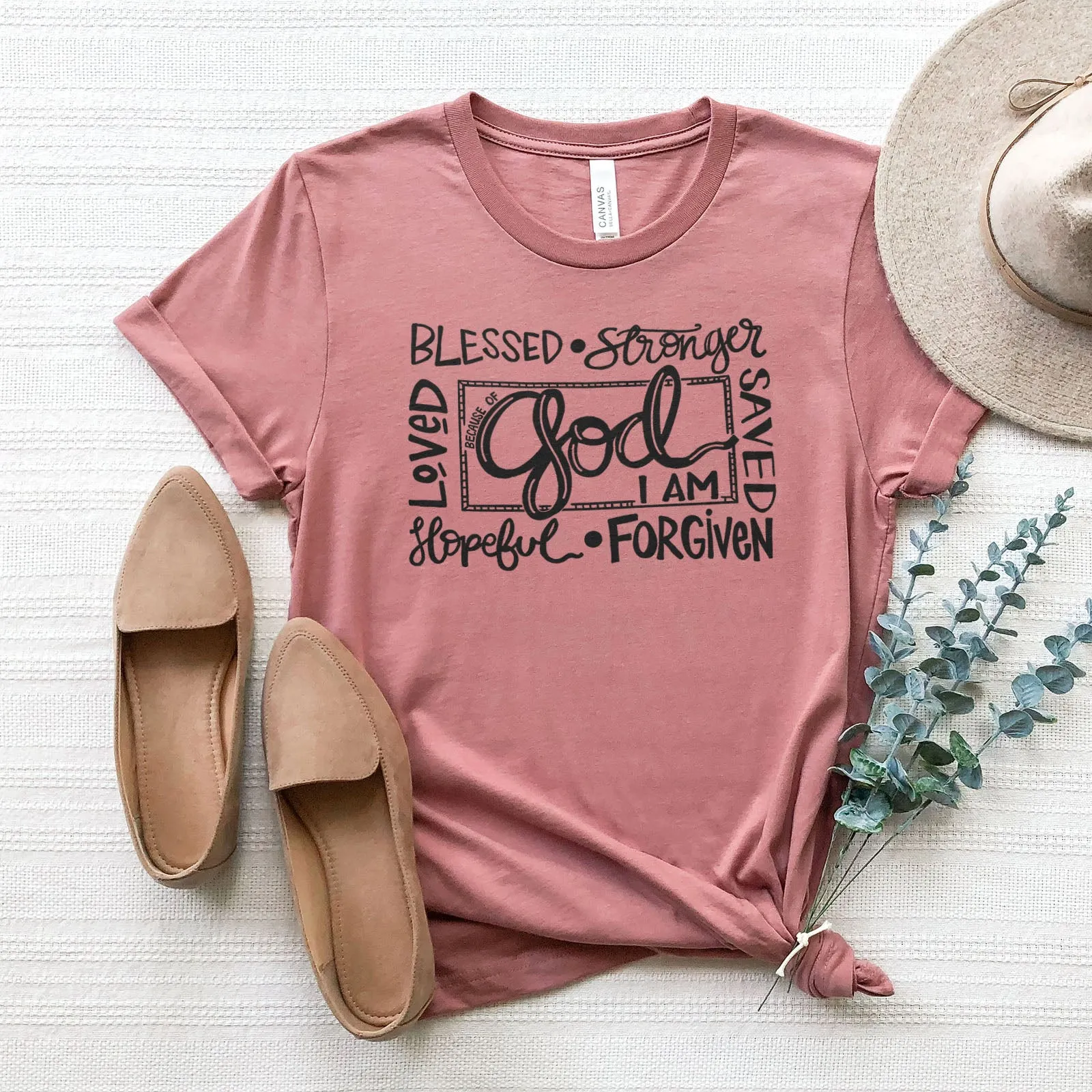 Single Color Because Of God Tee sold by Faithful and Co. product image thumbnail 5