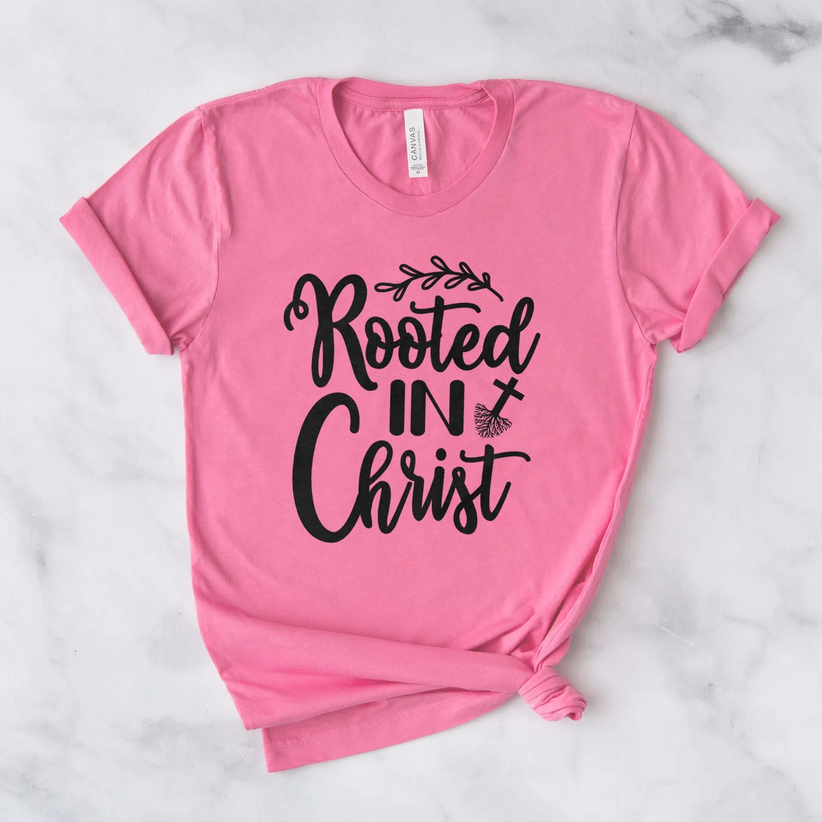 Rooted In Christ Tee sold by Faithful and Co.
