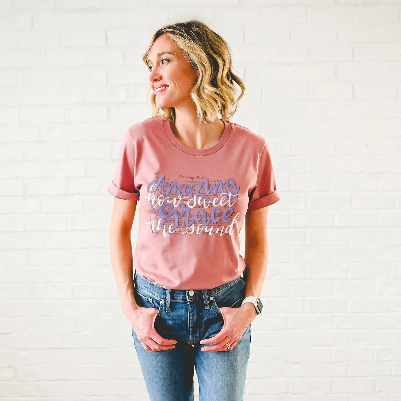 Amazing Grace How Sweet The Sound Tee sold by Faithful and Co. product image thumbnail 2