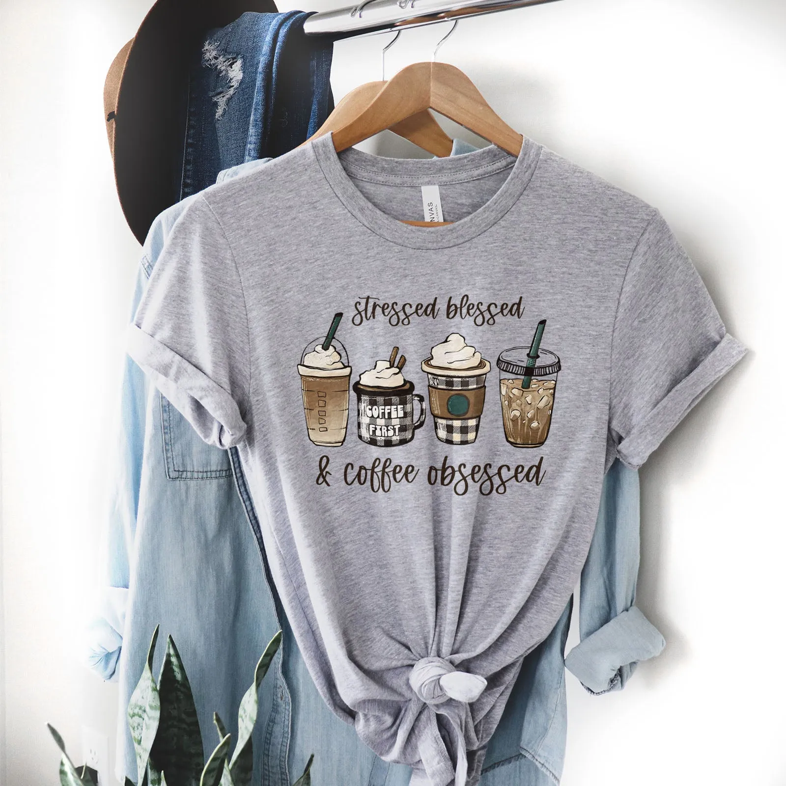 Stressed Blessed and Coffee Obsessed Tee sold by Faithful and Co. product image thumbnail 4