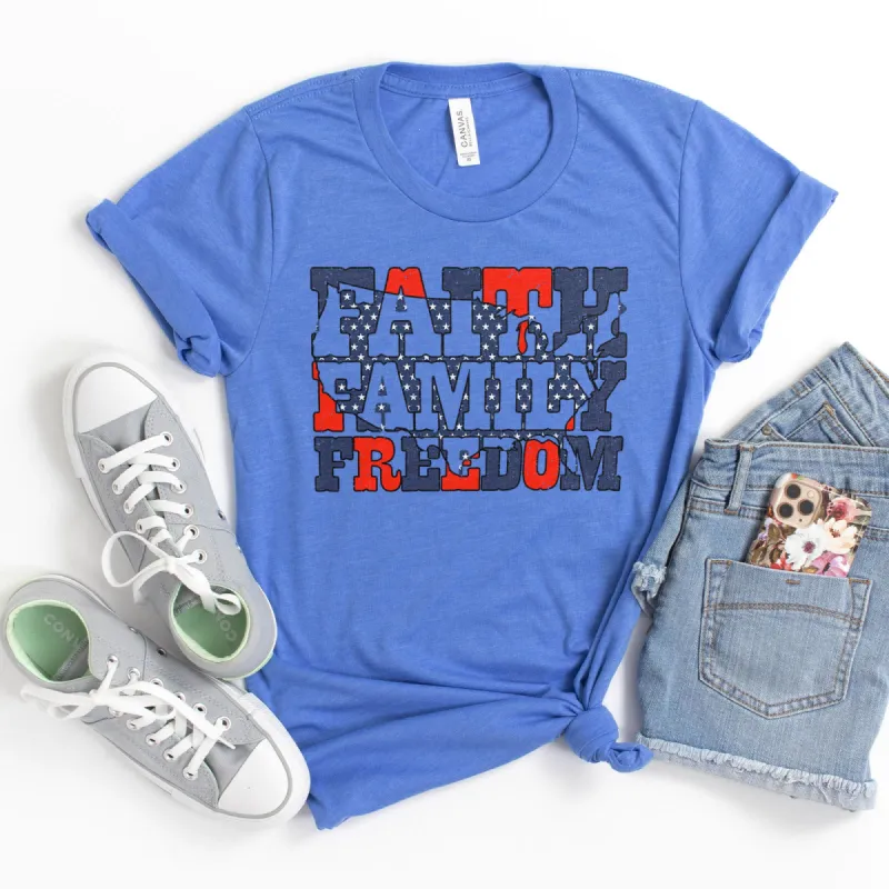 Faith Family Freedom USA Tee sold by Faithful and Co.
