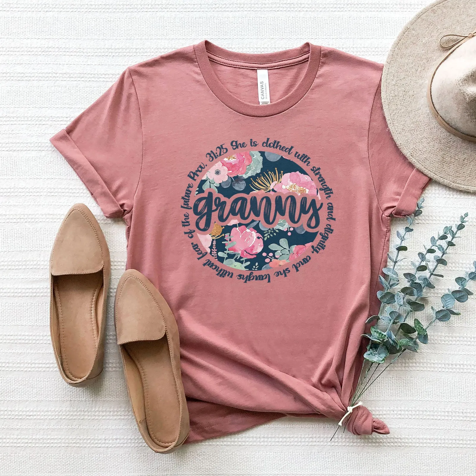 She is Clothed With Strength - Granny Tee sold by Faithful and Co. product image thumbnail 3