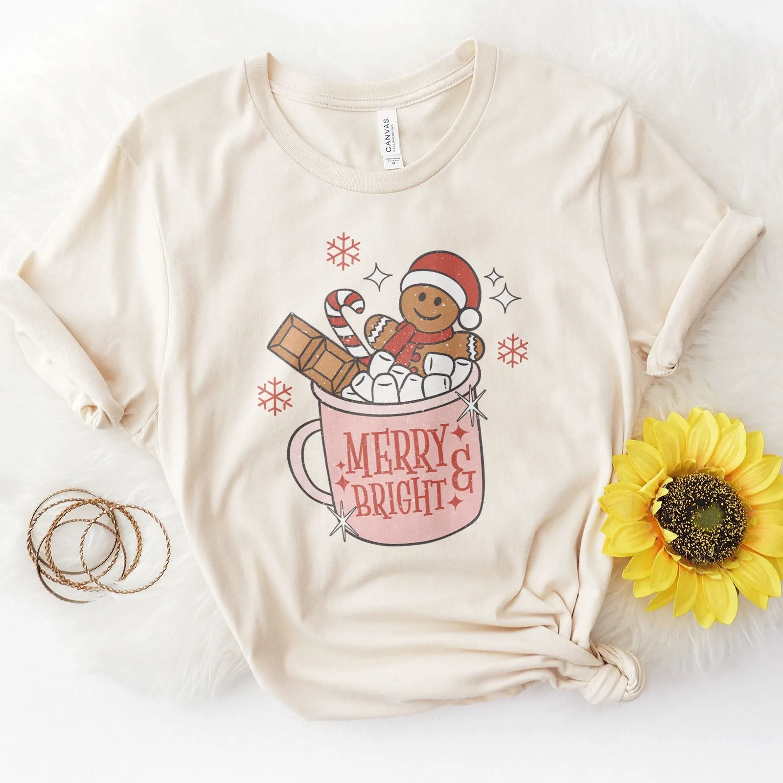 Gingerbread Merry and Bright Tee sold by Faithful and Co.