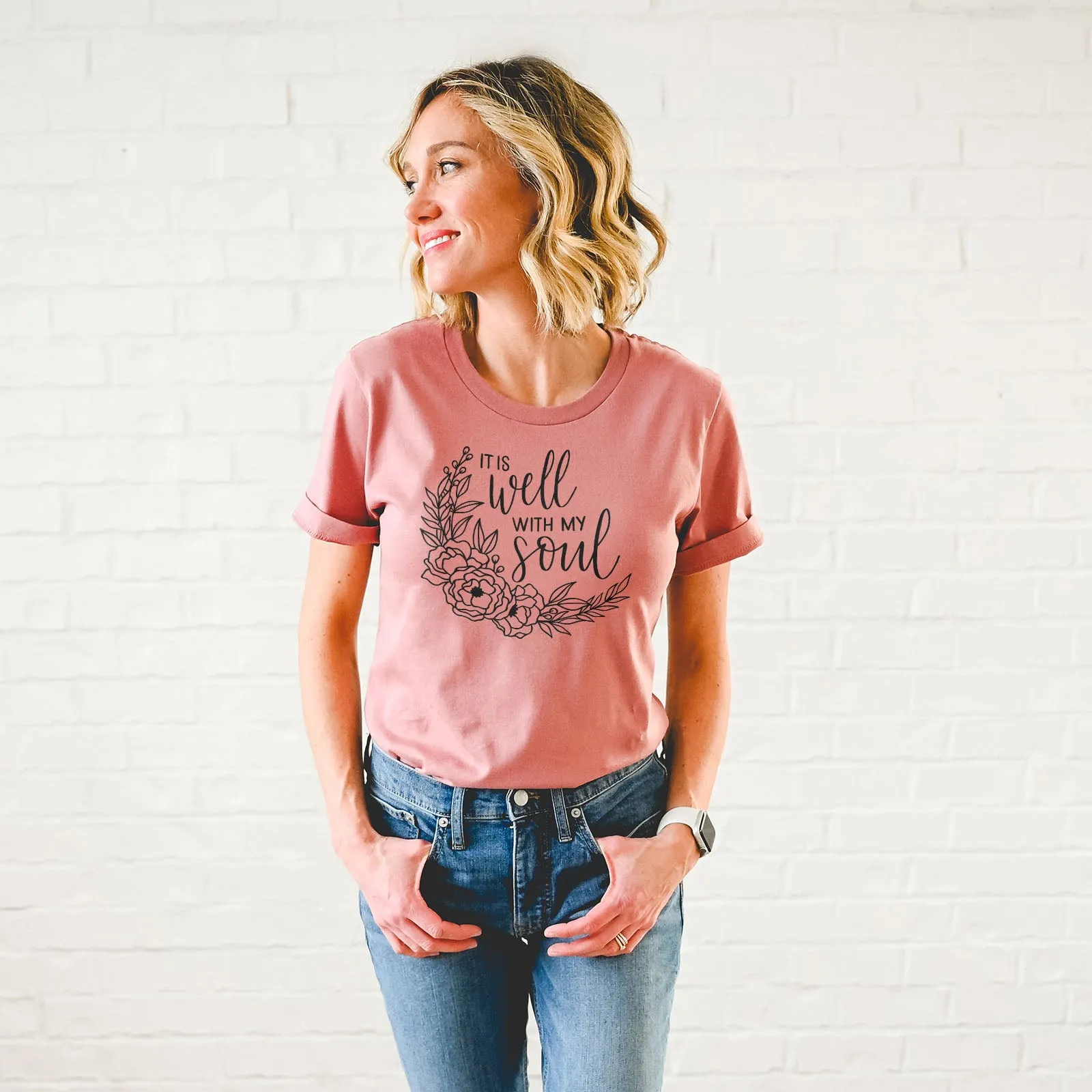 It Is Well With My Soul - Wreath Tee sold by Faithful and Co. product image thumbnail 4