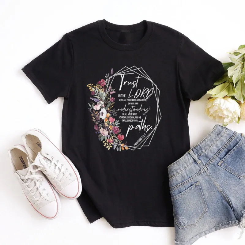 Proverbs 3:5-6 Floral Tee sold by Faithful and Co.