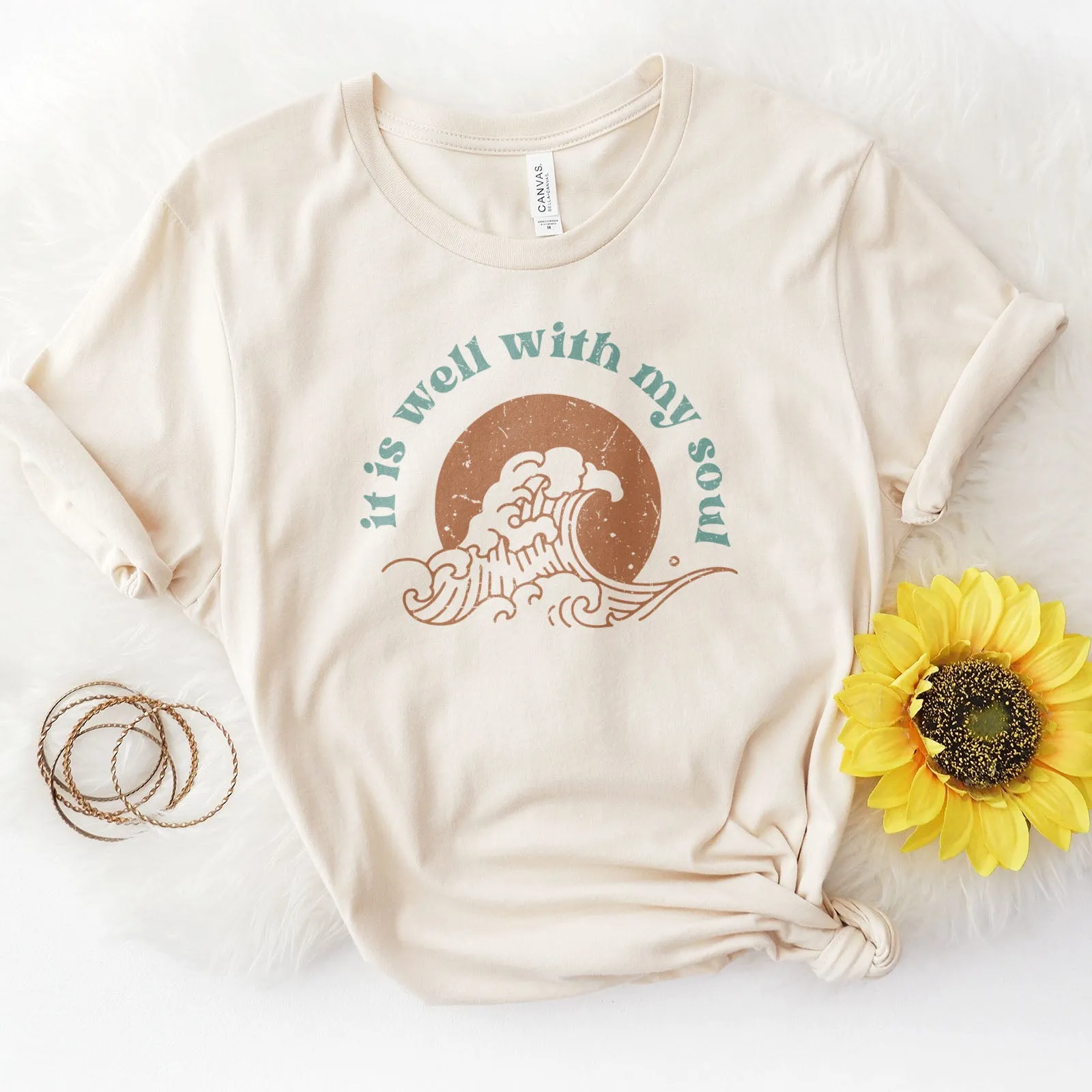 It Is Well With My Soul - Retro Waves Tee sold by Faithful and Co. product image thumbnail 5