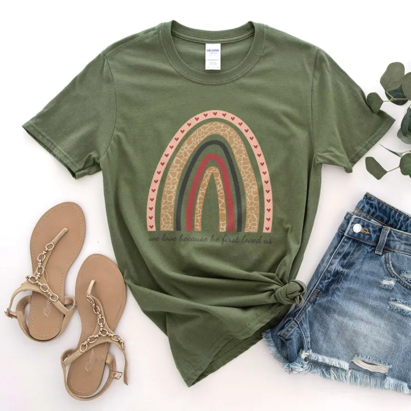 He First Loved (Rainbow) Tee sold by Faithful and Co.