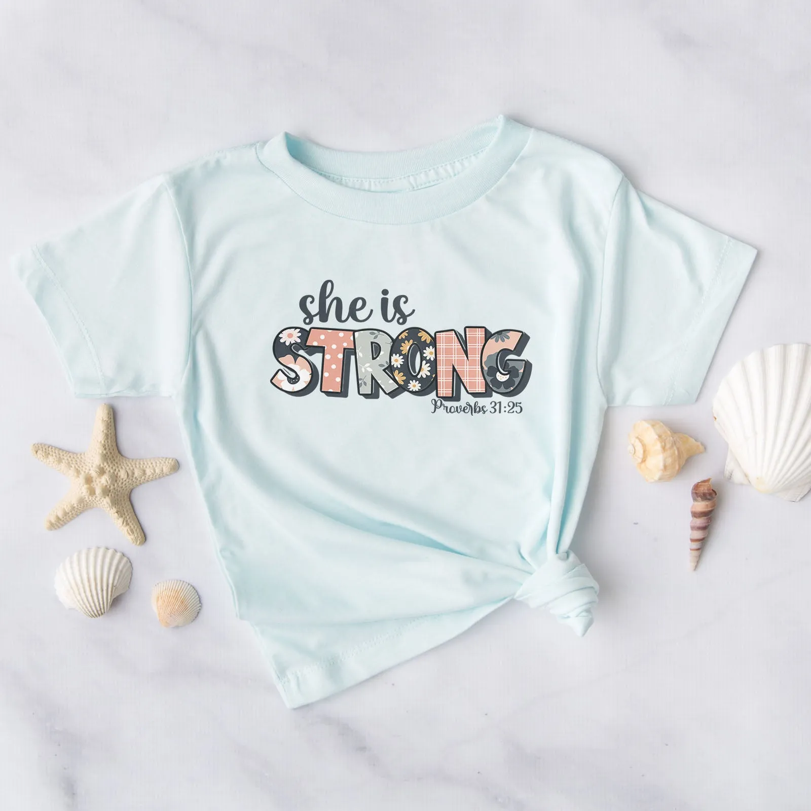 She is Strong Floral Proverbs 31:25 Tee sold by Faithful and Co. product image thumbnail 3
