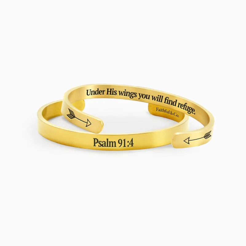 Psalm 91:4 Cuff Bracelet sold by Faithful and Co.
